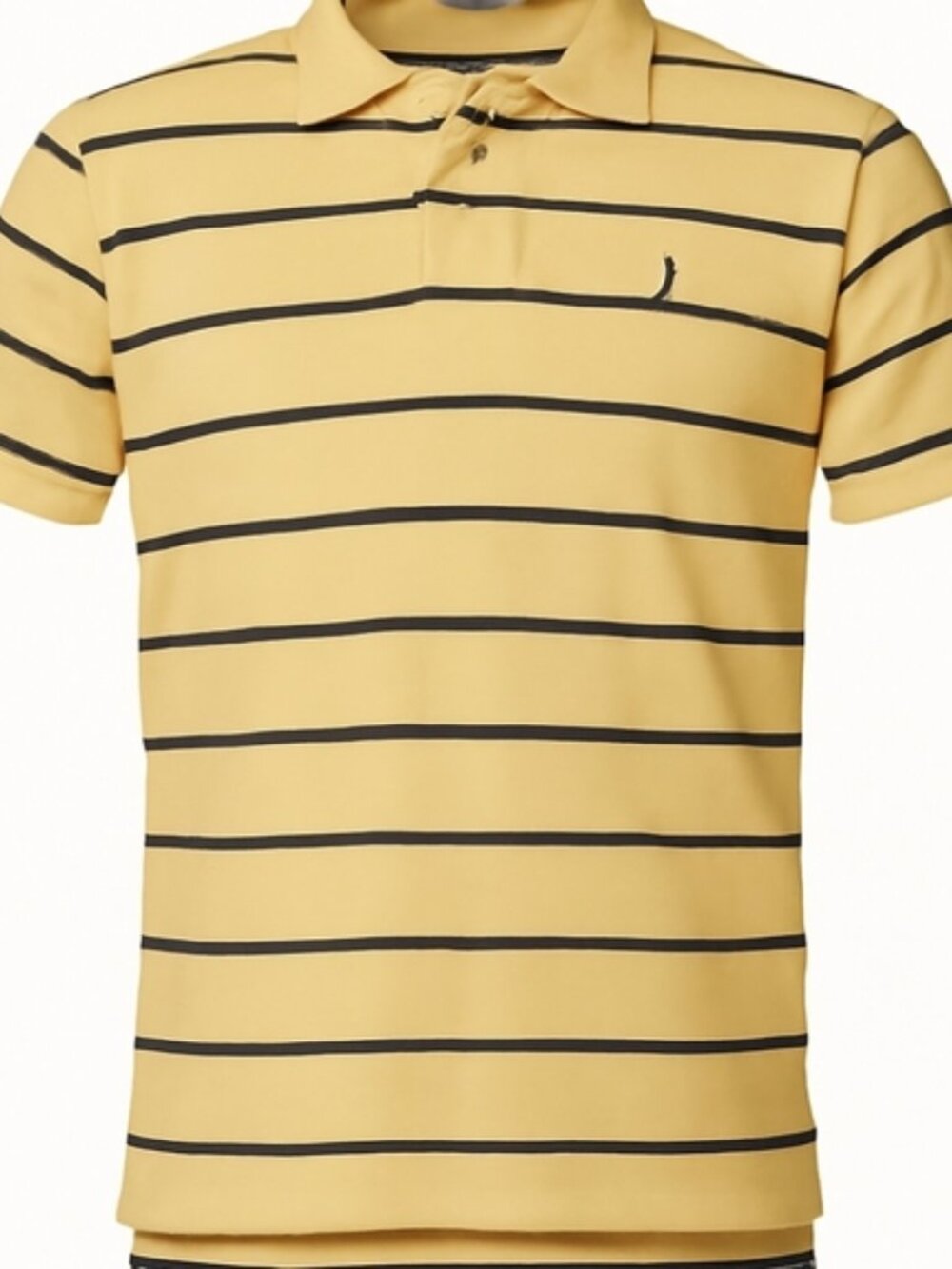 Polo Ralph Lauren Yellow W/Blue Stripe Polo SZ L Short Sleeve Cotton Logo